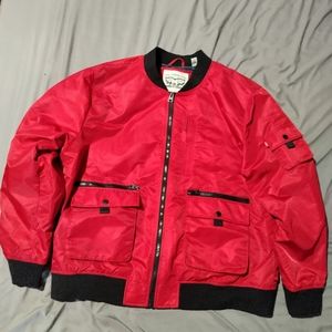 levi's nylon utility bomber jacket red mens XXL